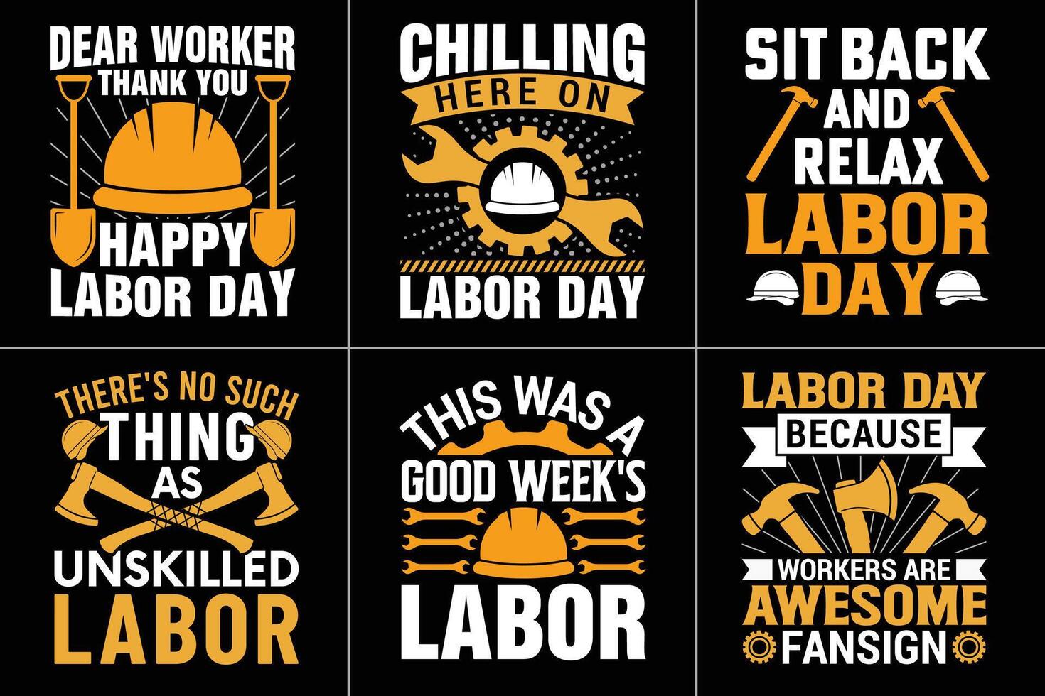 Labor Motivational Typography Design Bundle, Labor Typography Design vector
