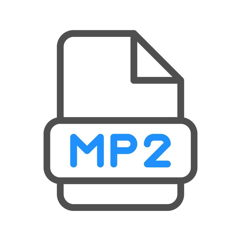 Mp2 document file icon, sleek outline design with a touch of color for formats vector