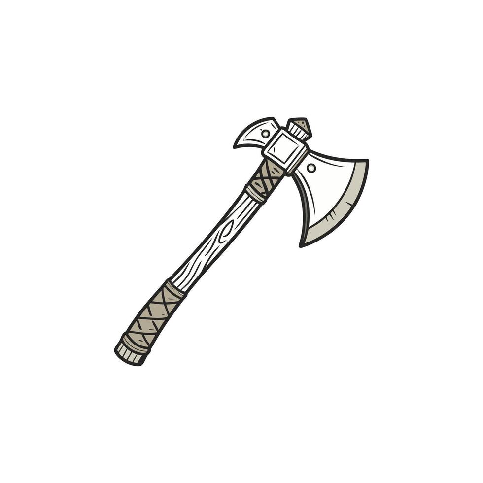 An axe with a handle on a white background vector