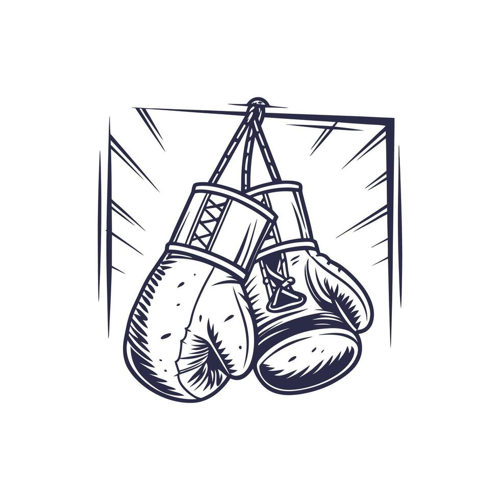 Boxing gloves hanging on a rope, illustration vector