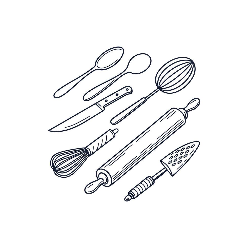Kitchen utensils illustration vector