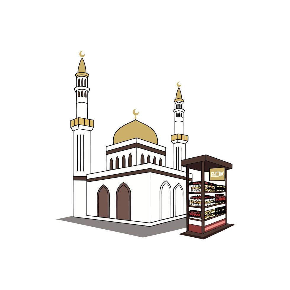 Islamic mosque with book stand illustration illustration vector