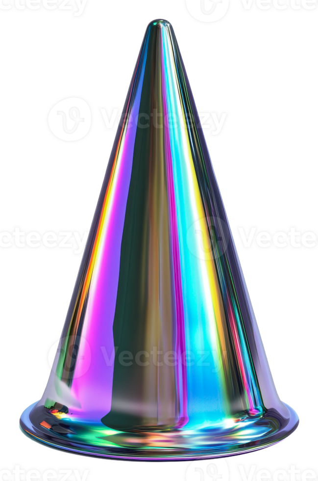 Colorful metallic party hat with shiny surface png