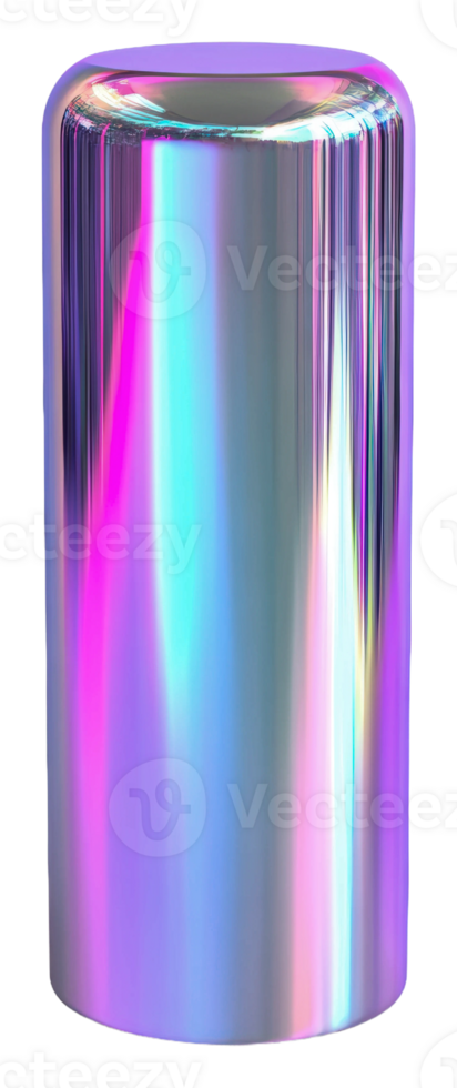 Shiny holographic cylinder on a white background png