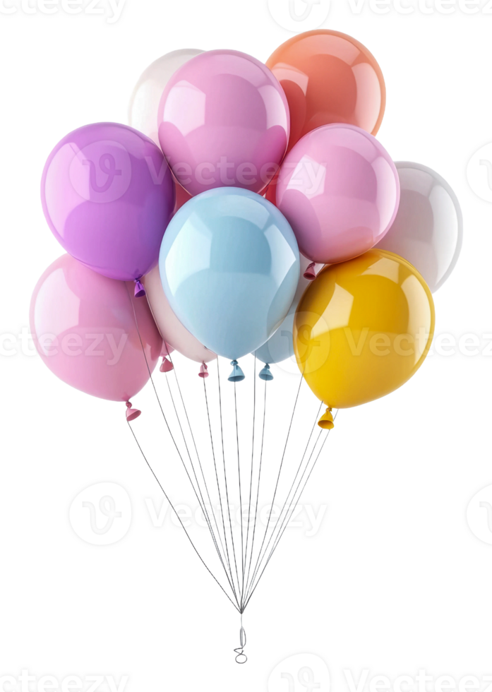 Colorful balloons floating together in celebration png
