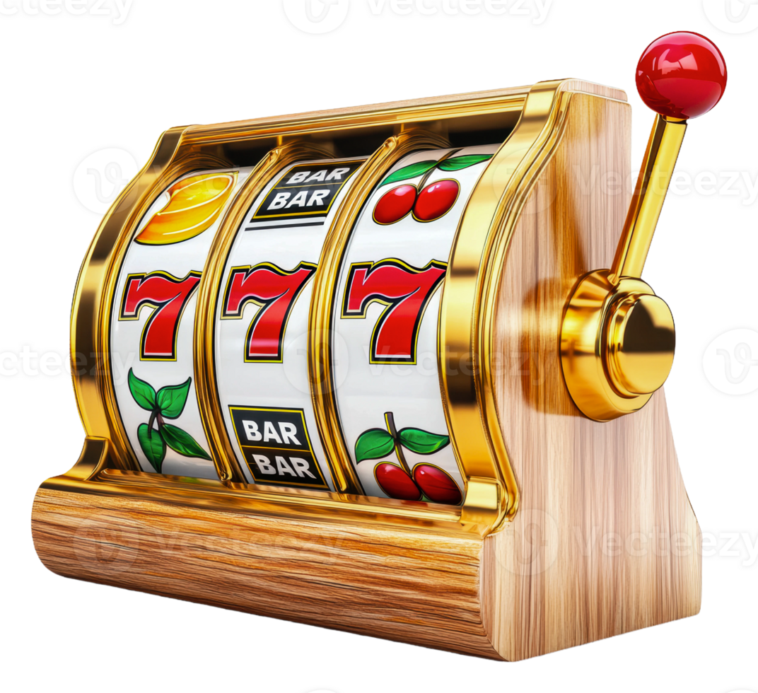 Colorful classic slot machine and lever png