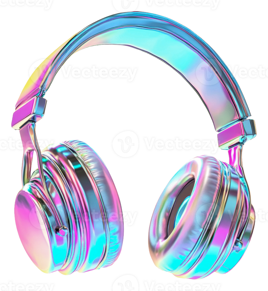 Colorful, reflective surface headphones png