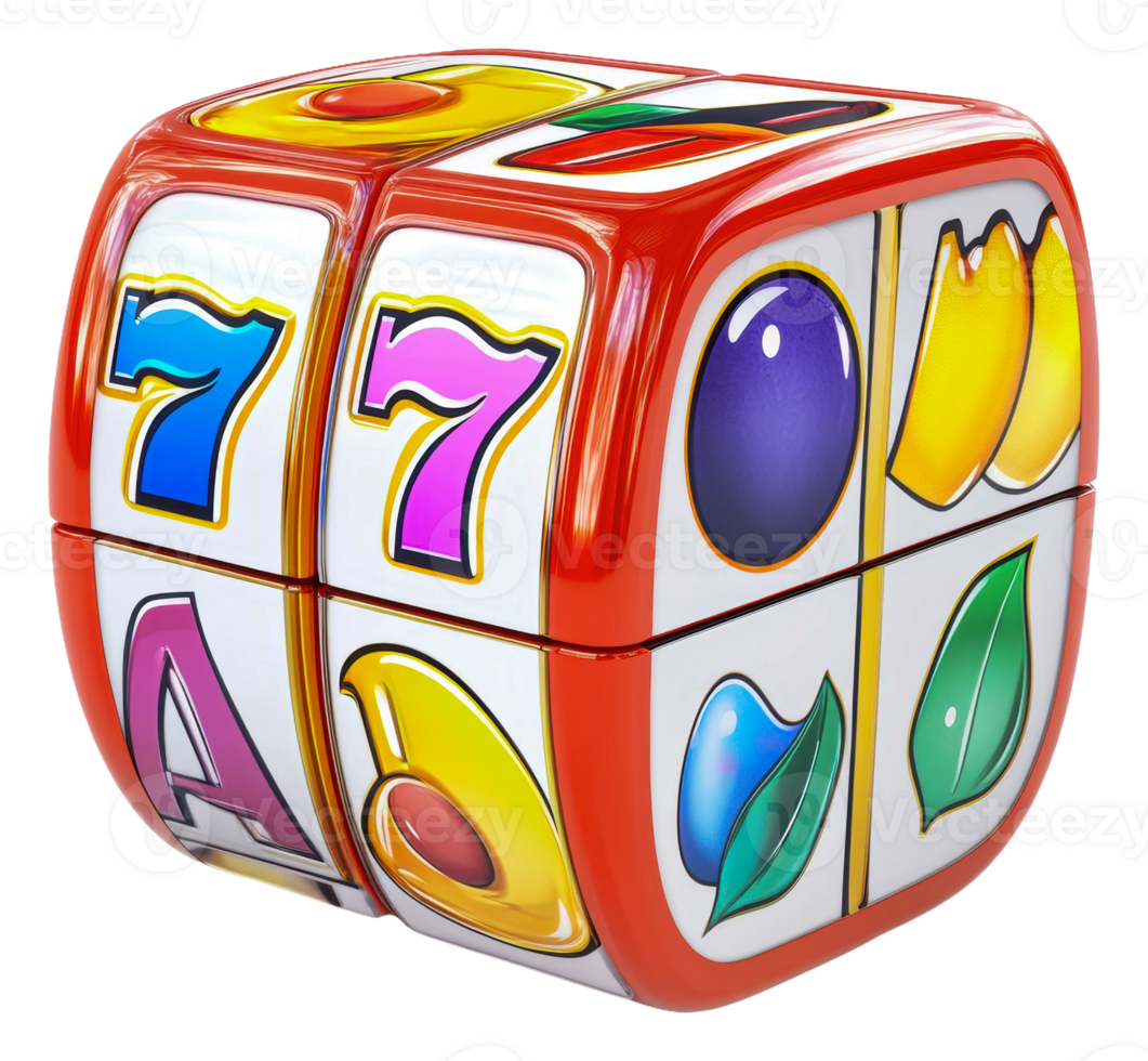 Colorful toy cube with game symbols for kids png