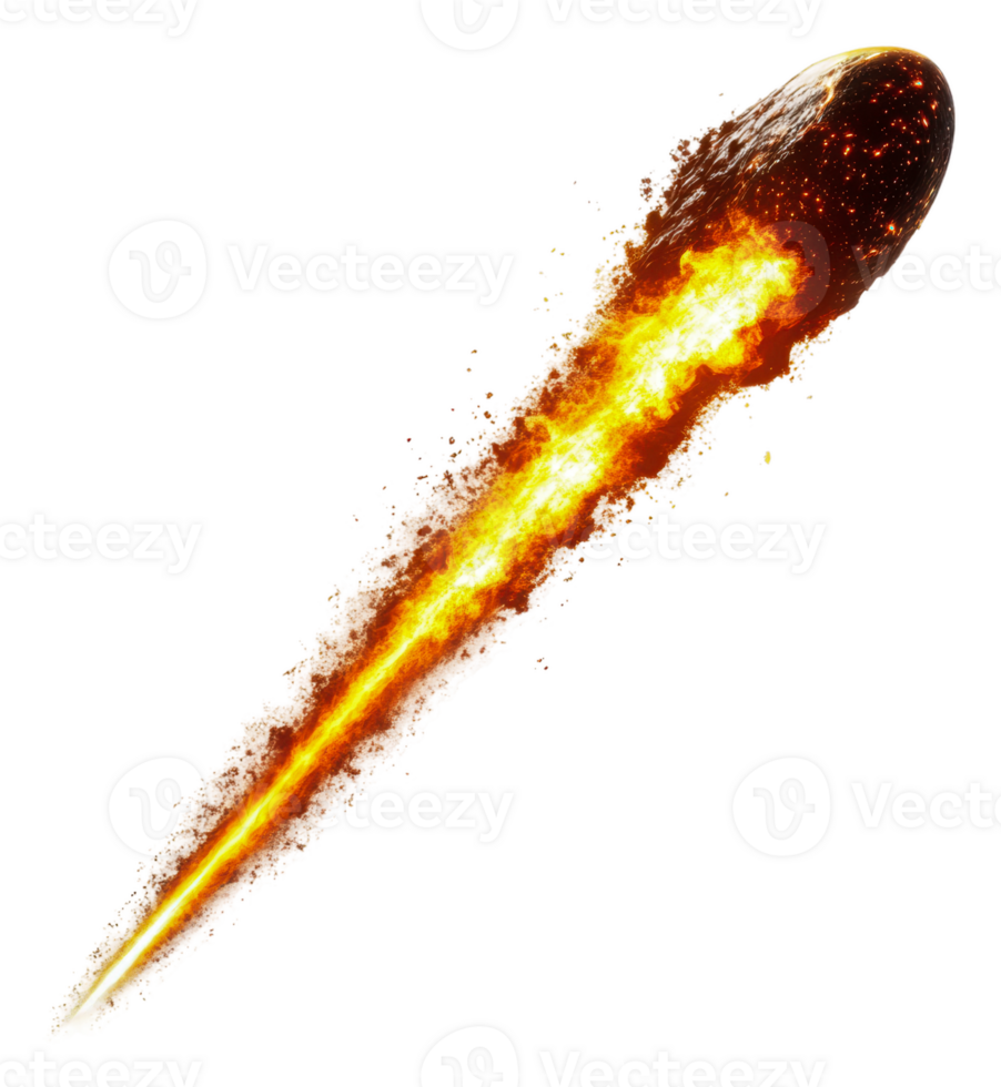 Fiery meteor streaking through the night sky png