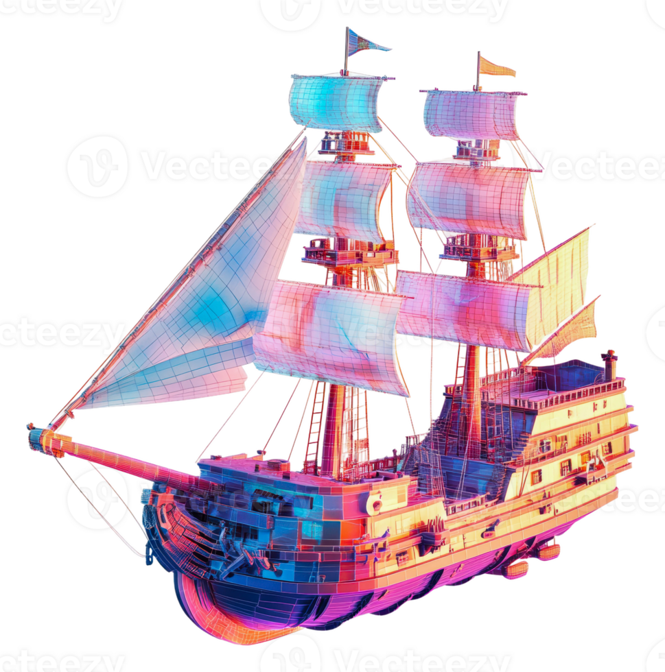 Vivid 3D render of a historic ship png