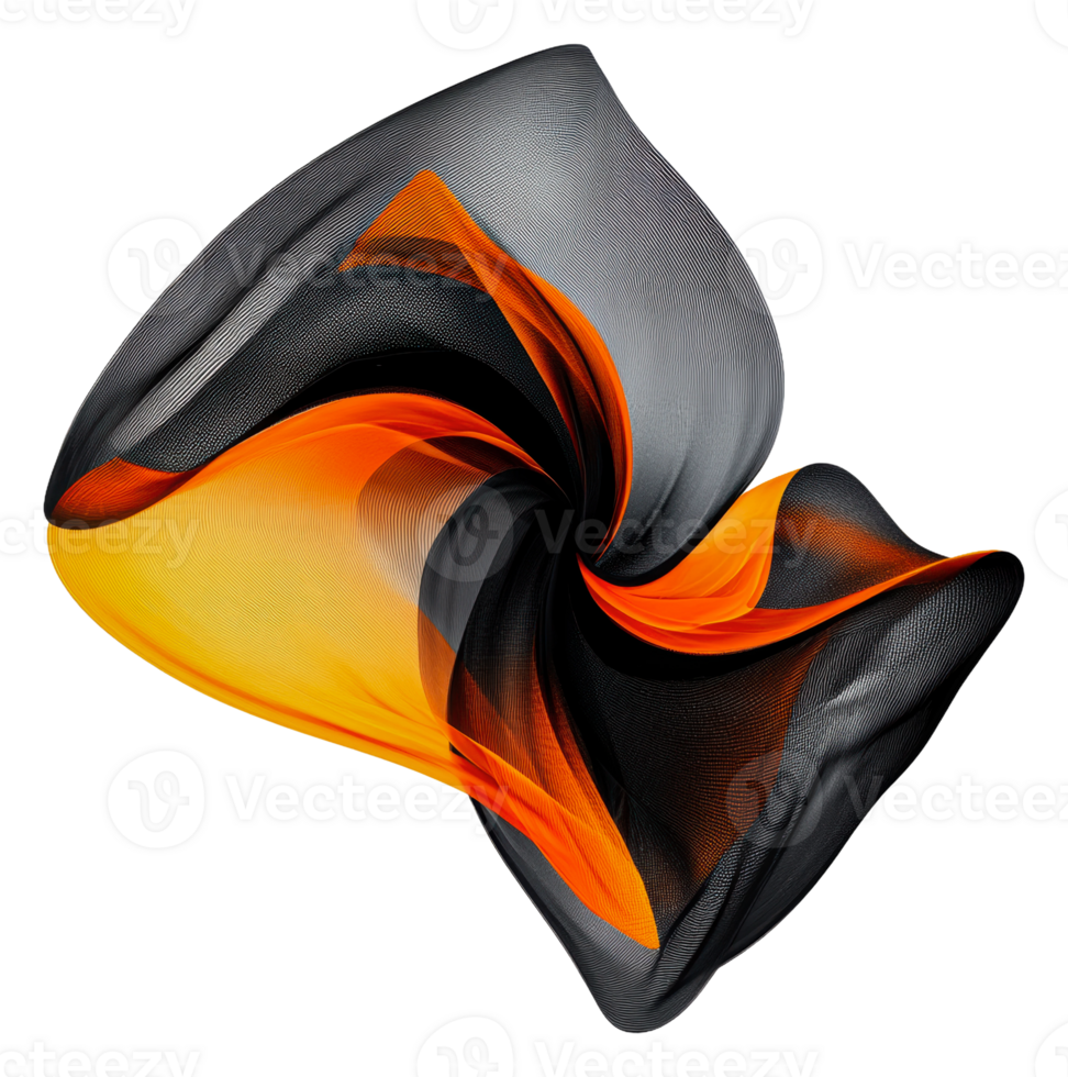 Swirling orange and black abstract shape png