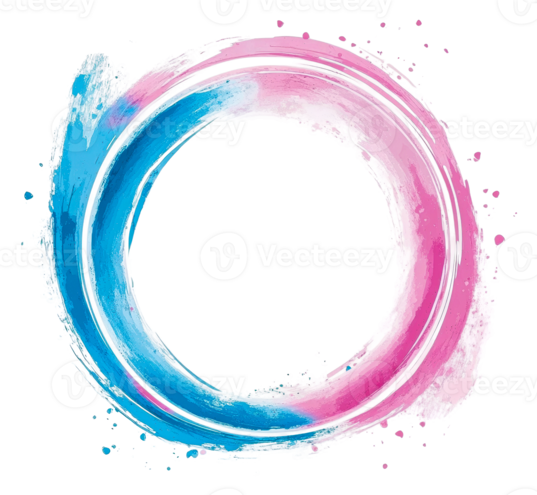 Colorful circular paint design with blue and pink png