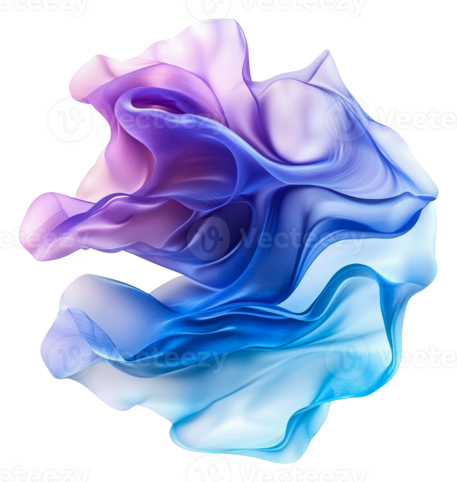 Colorful flowing fabric creating a dynamic shape png