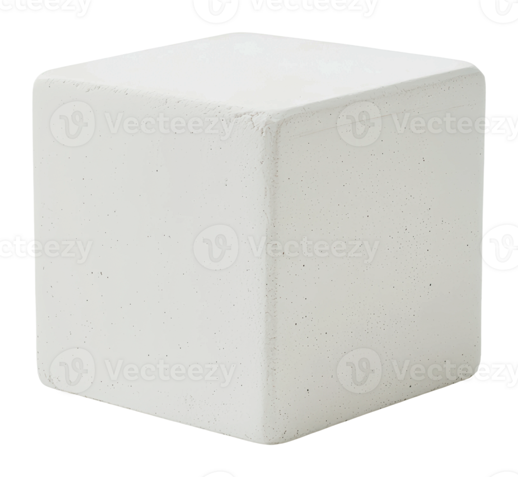 Minimalist white concrete cube for modern decor png