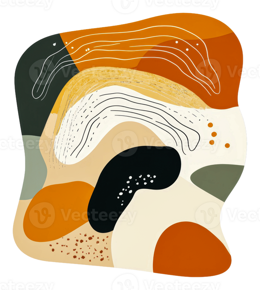 Warm abstract shapes in modern art png