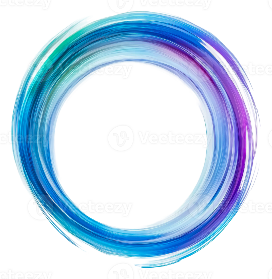 Vibrant circular swirl design with shades of blue png