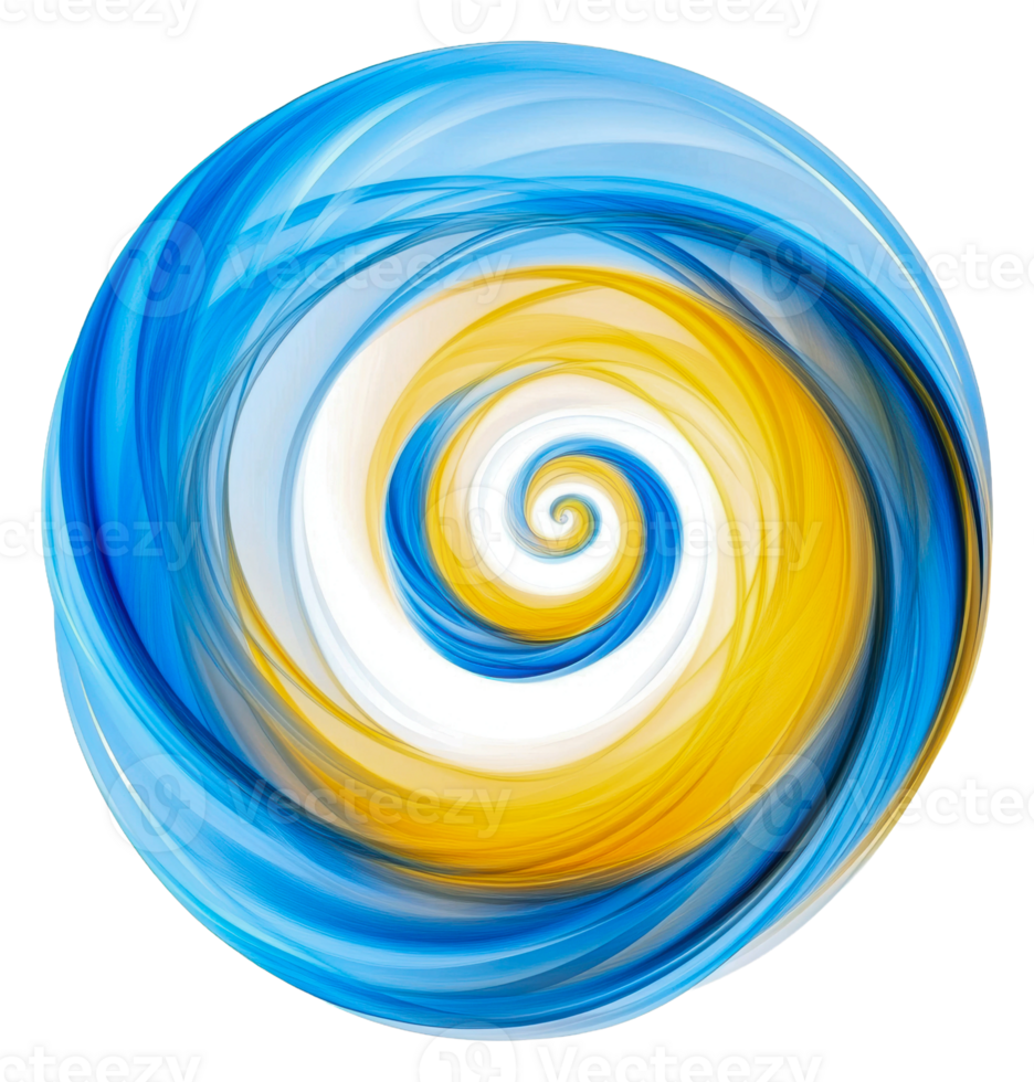 Colorful swirl design with blue and yellow tones png
