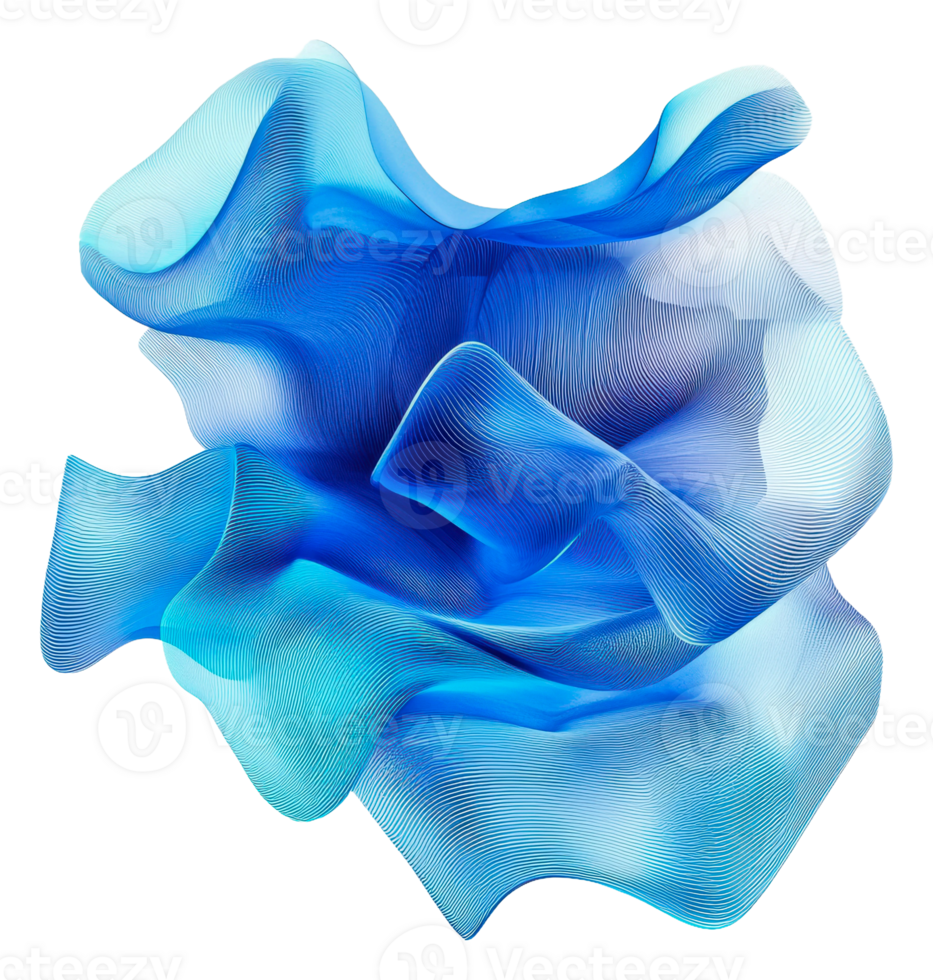 Abstract blue fabric swirling in soft shapes png