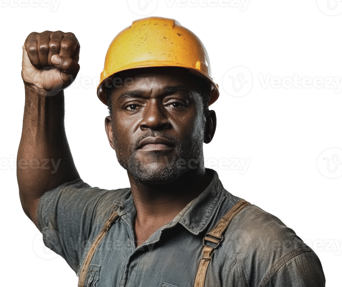 Strong, determined construction worker png