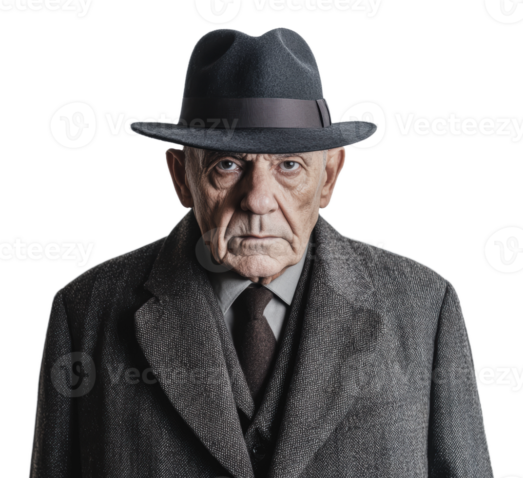 Elderly man in a chic hat and coat png