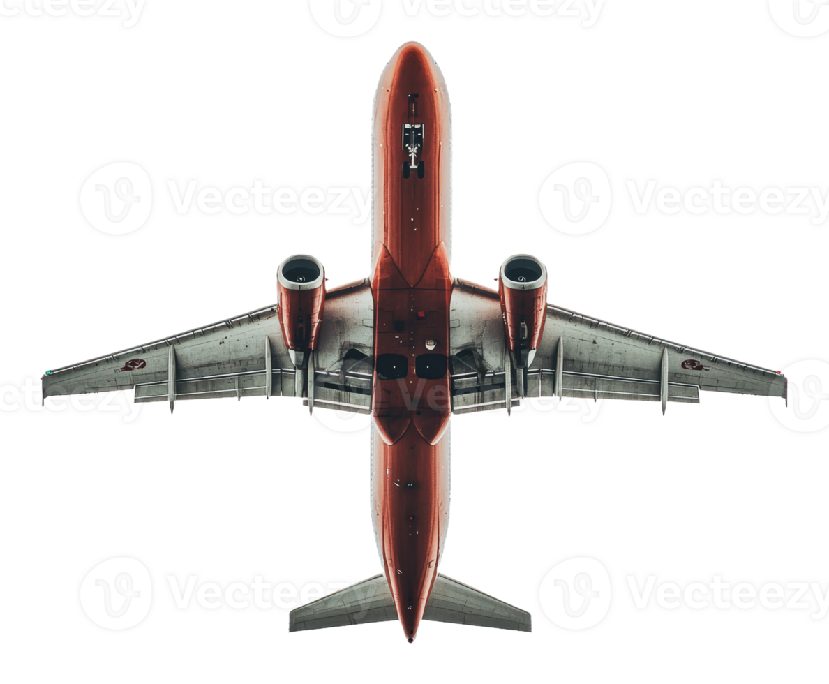 Airplane viewed from above in flight png