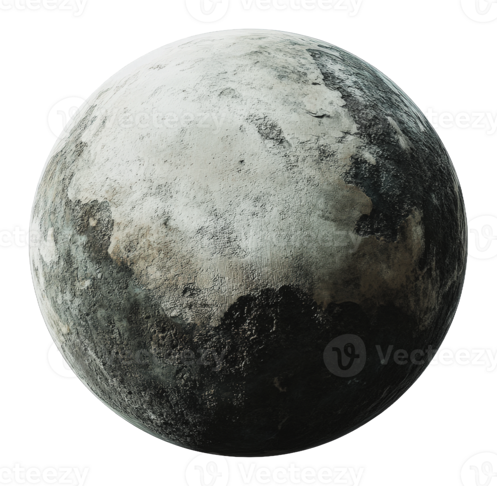 Pluto's surface texture and features in detail png