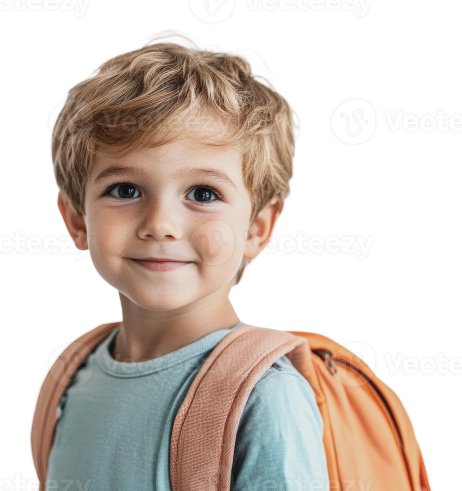 Happy child with backpack smiles for the camera png