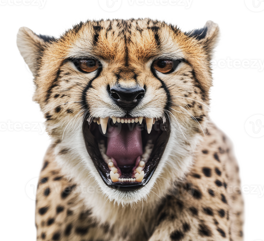 Cheetah's teeth in close-up view png