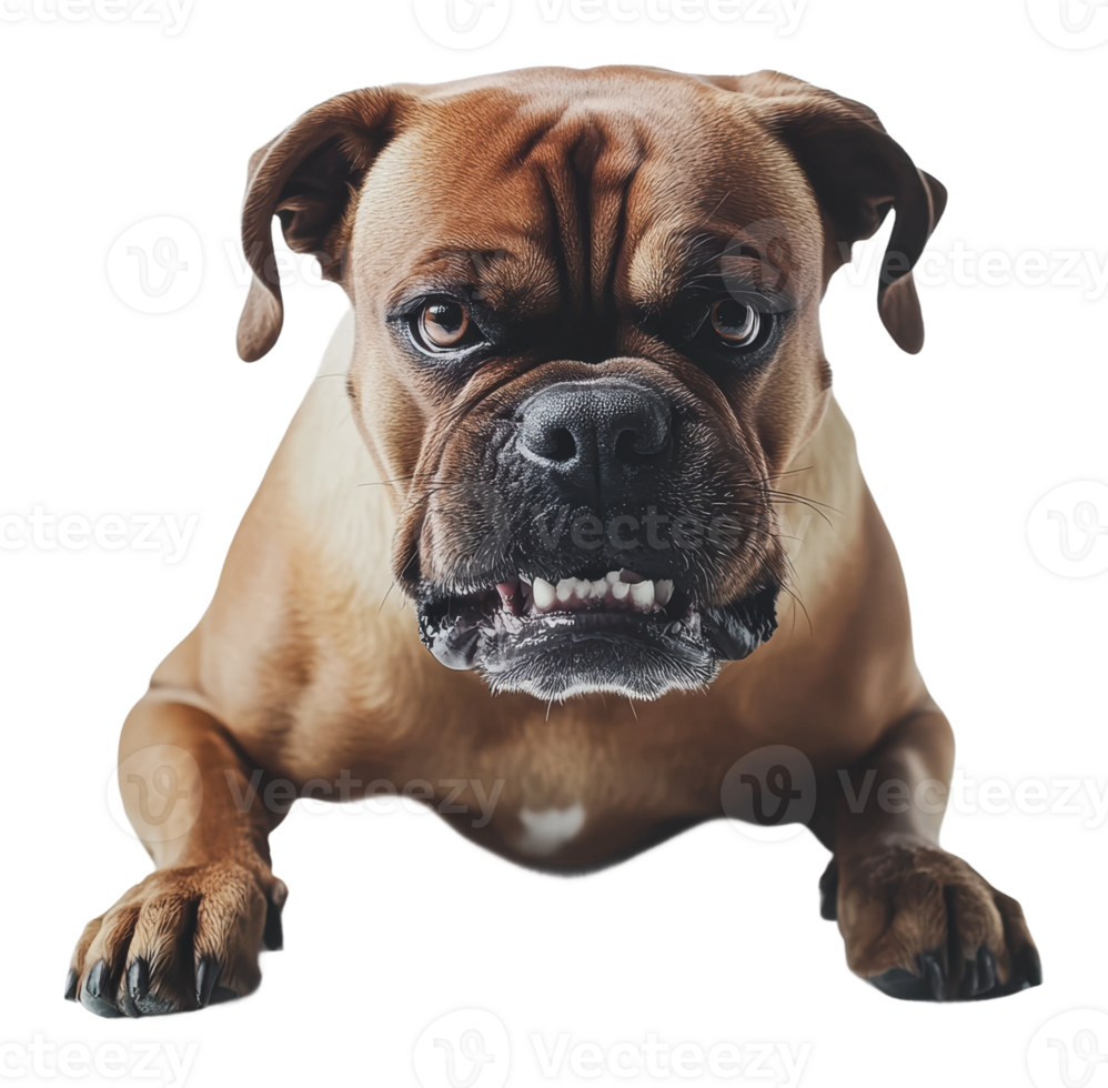 Boxer dog with an intense expression in a studio png