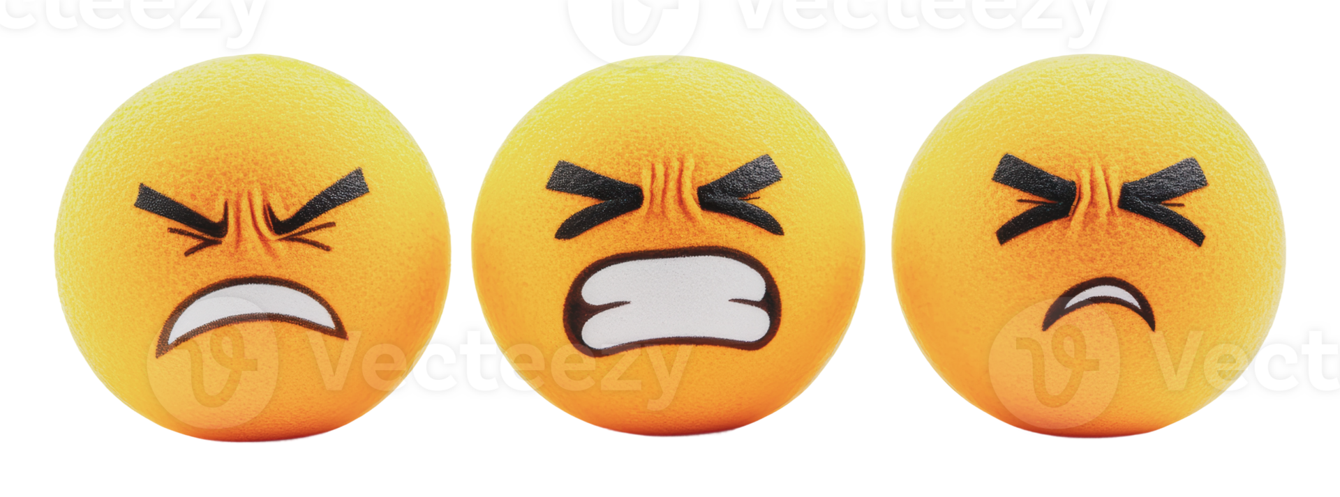 Different expressions on yellow stress balls png