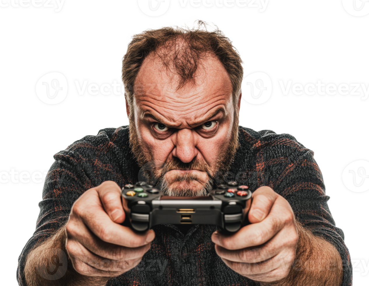 Gamer intensely focused on game competition png