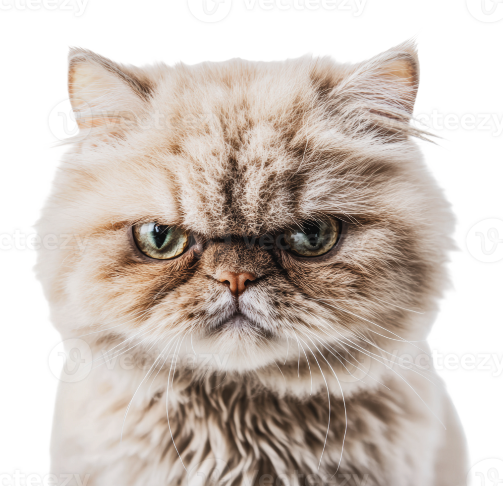 Fluffy cat with a serious expression is posing png