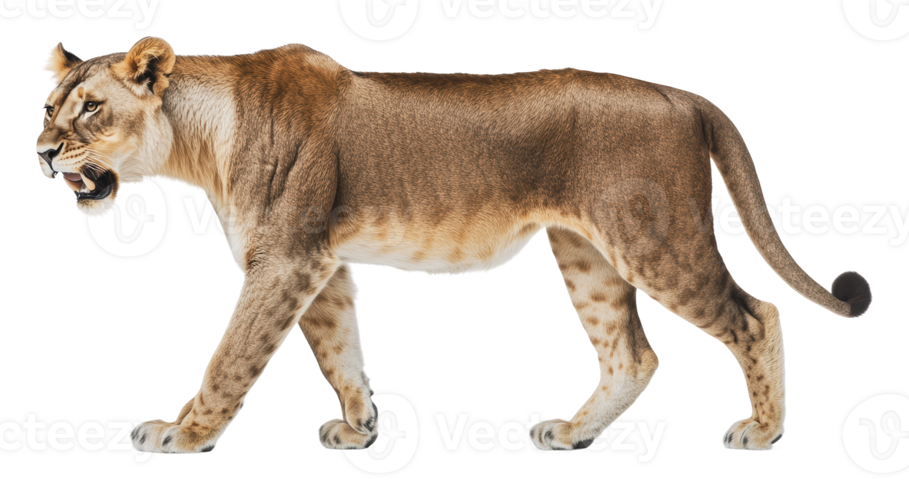 Lioness walks confidently in natural habitat png