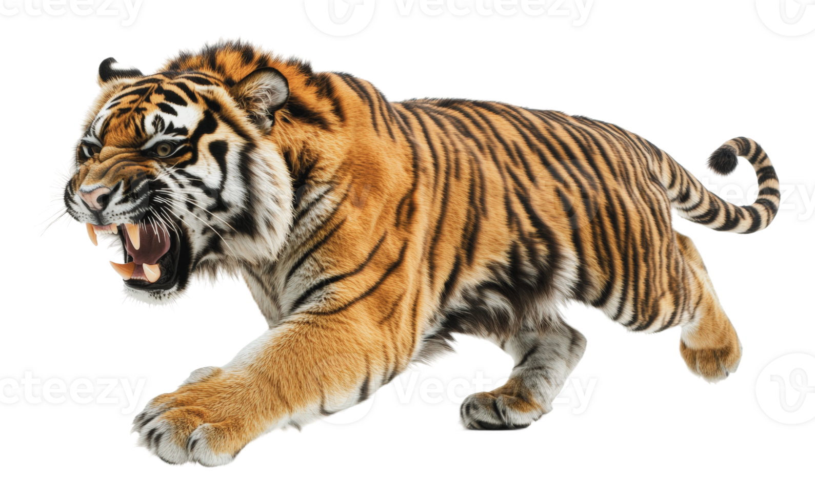 Powerful, agile tiger in action png