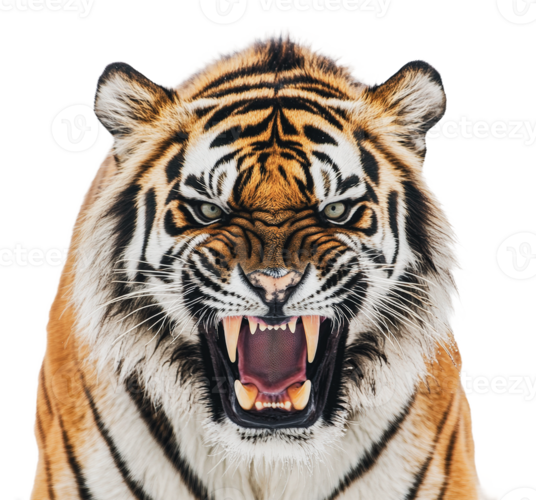 Fierce close-up of a majestic tiger png