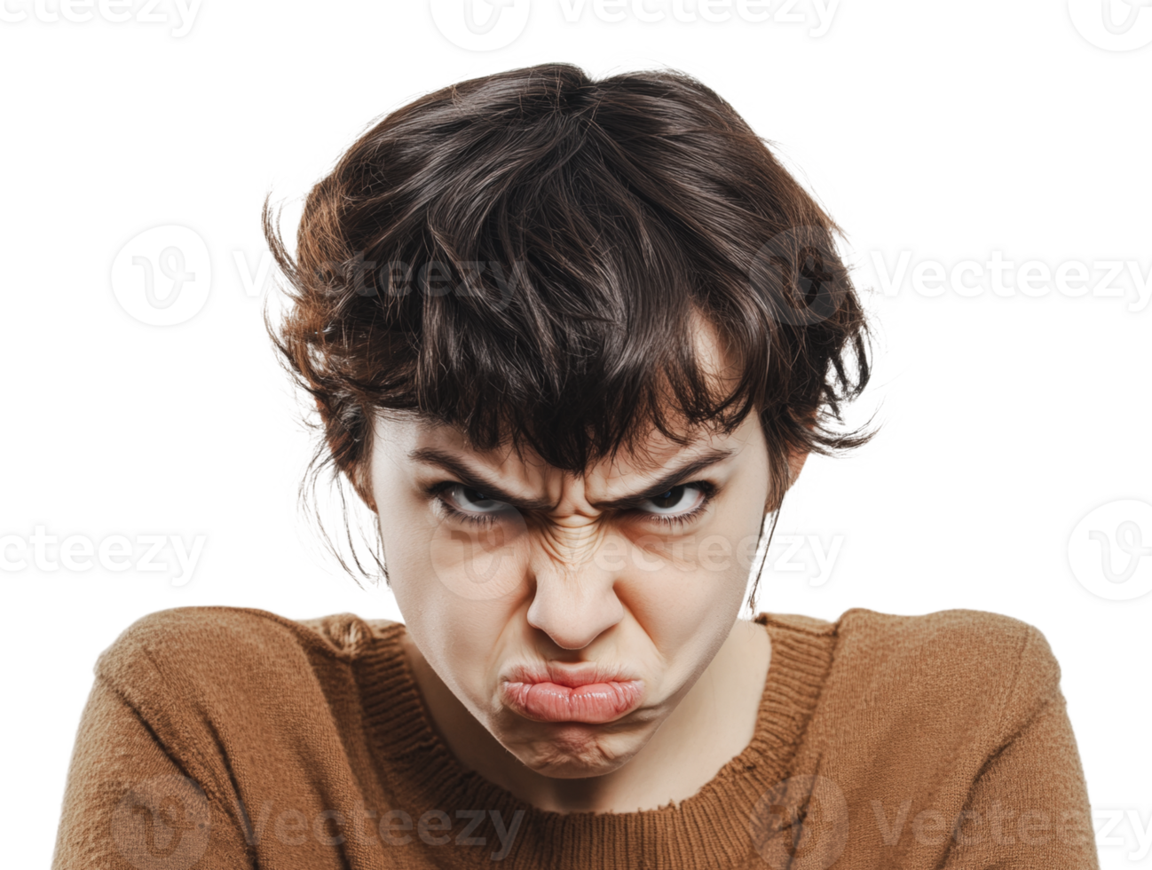 Expression of frustration captured in a close-up png