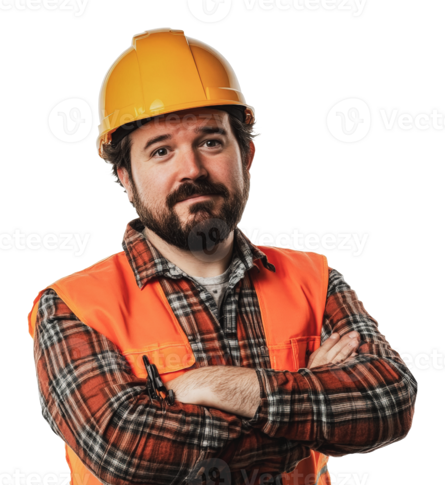 Worker in safety gear posing with confidence png