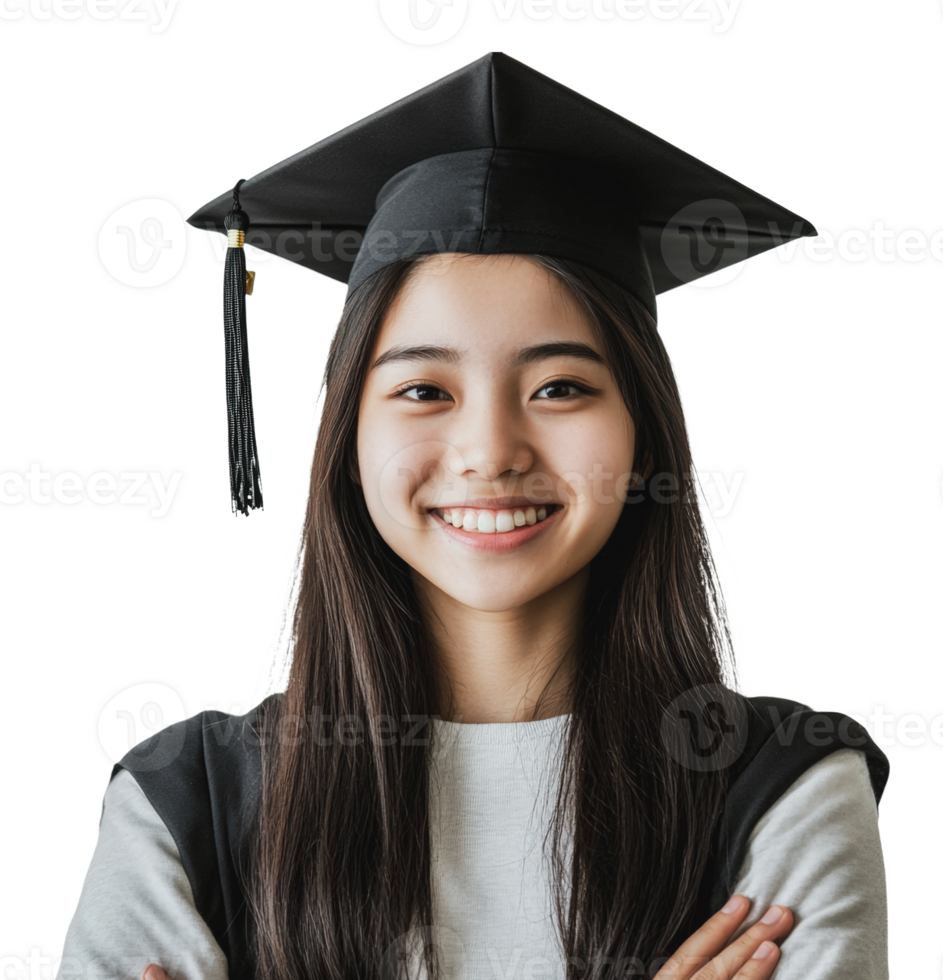 Smiling student at graduation celebration png