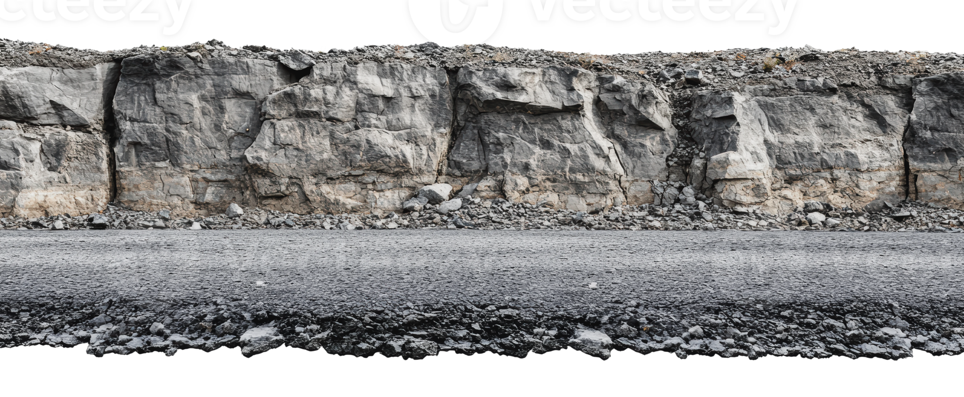 Rock formation and gravel road in natural setting png