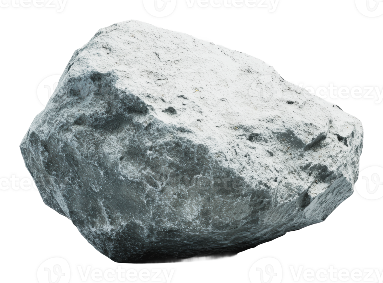 Gray rock with rough texture on white png