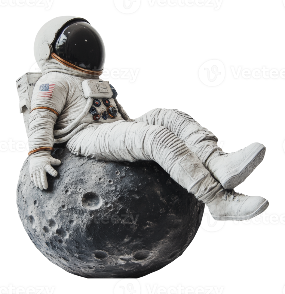 Astronaut relaxing on a moon-like surface png
