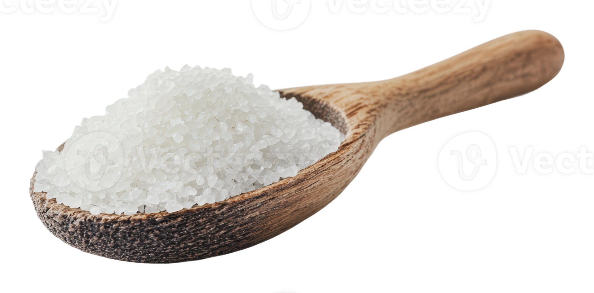 Natural sea salt in a wooden spoon png
