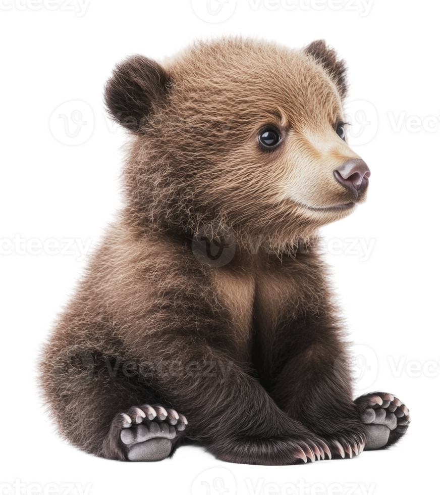Cute young bear sitting quietly in a playful pose png