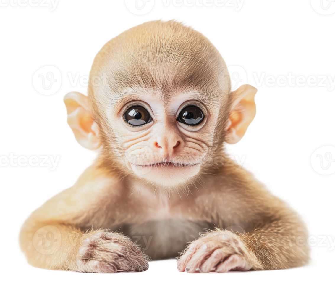 Young monkey gazing curiously at the viewer png