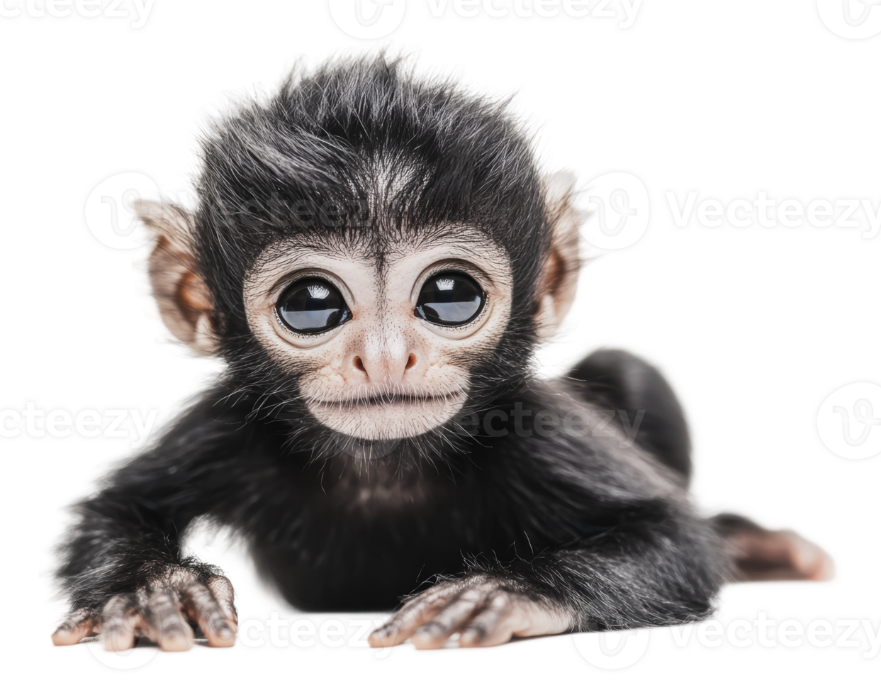 Monkey with big eyes explores its surroundings png