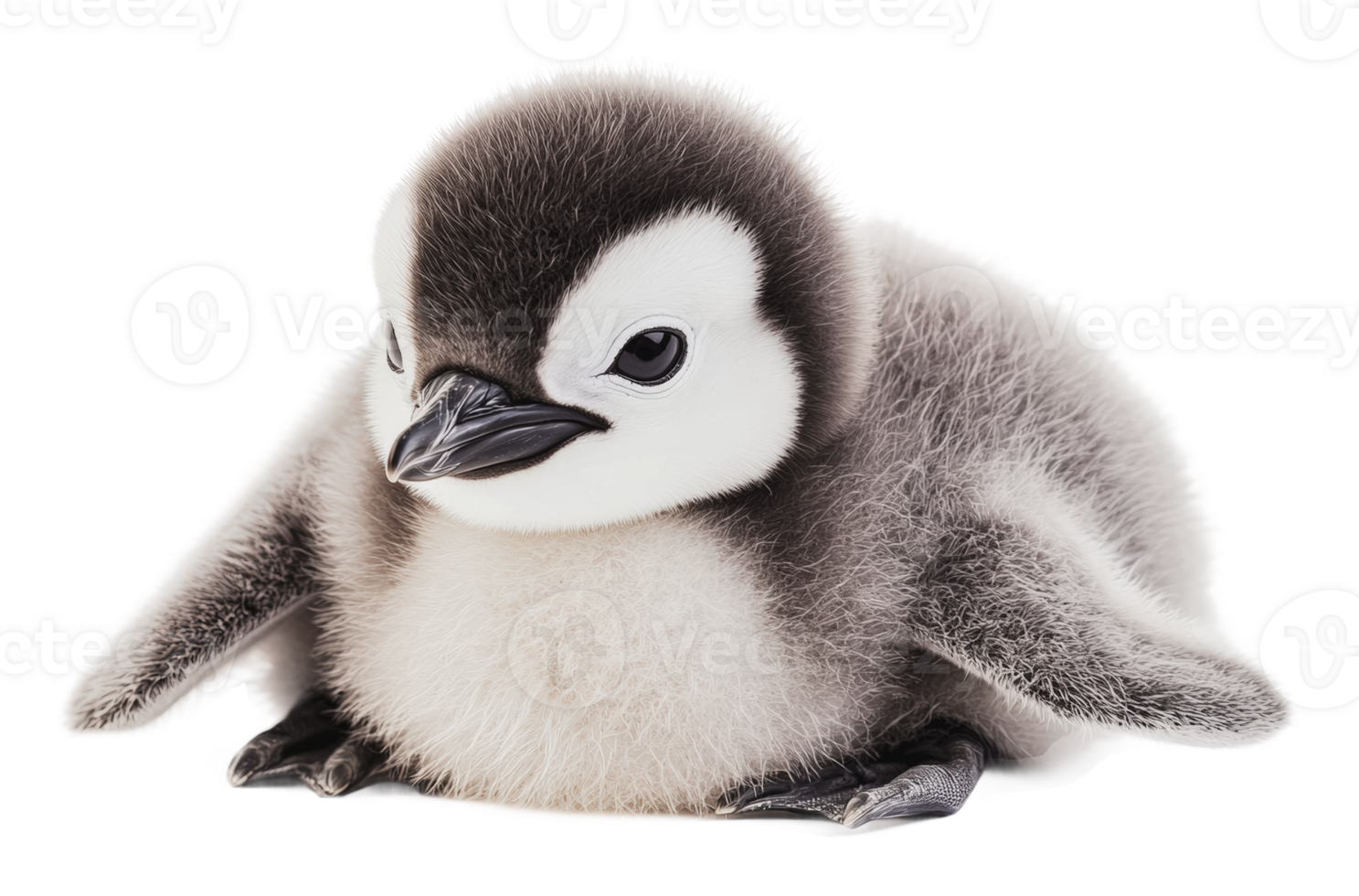 Adorable baby penguin resting on a soft surface png