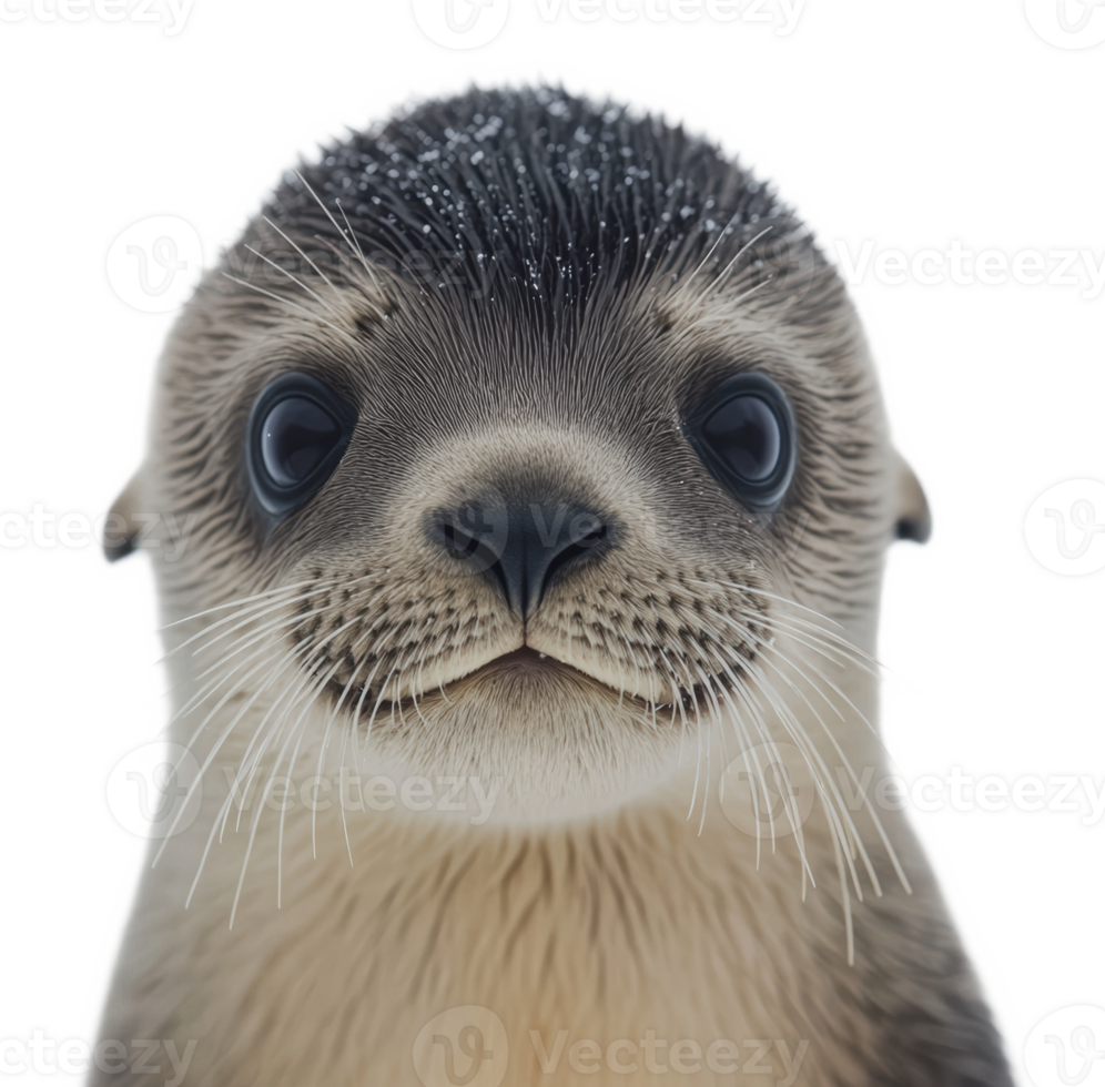 Cute sea otter pup with a curious expression png
