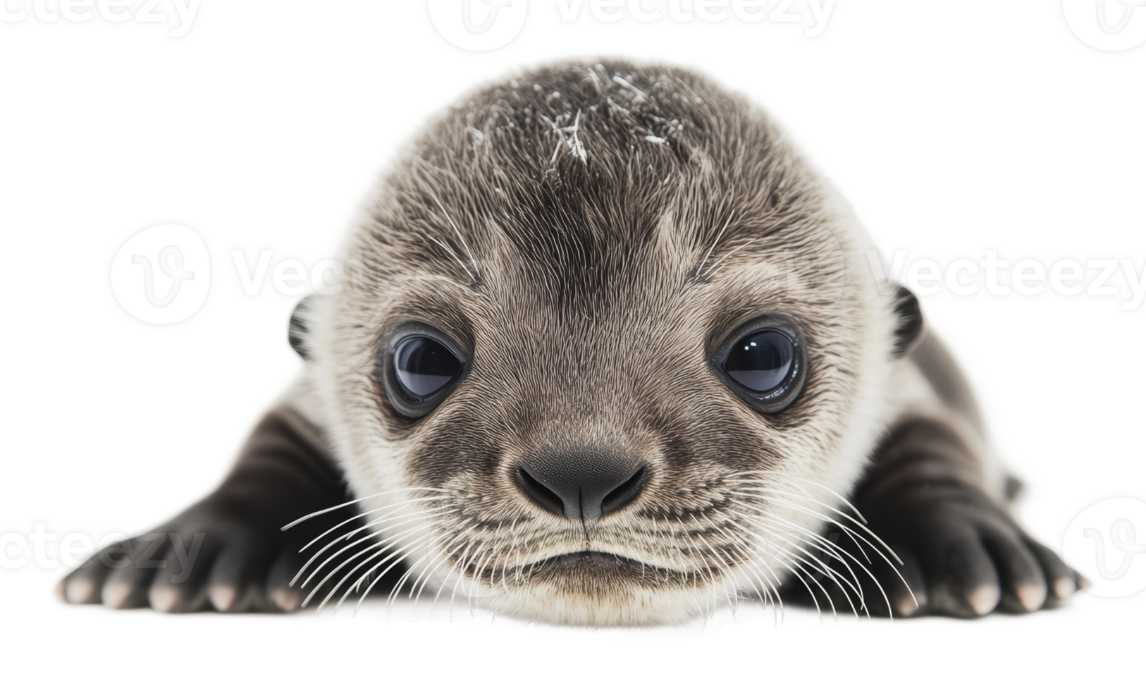 Cute seal pup lying down on a white surface png
