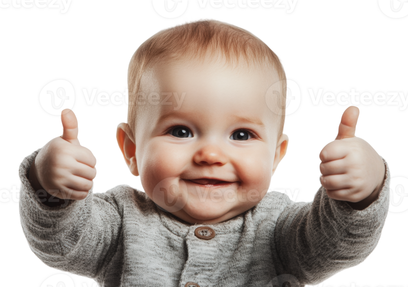 Happy baby giving thumbs up with big smile png
