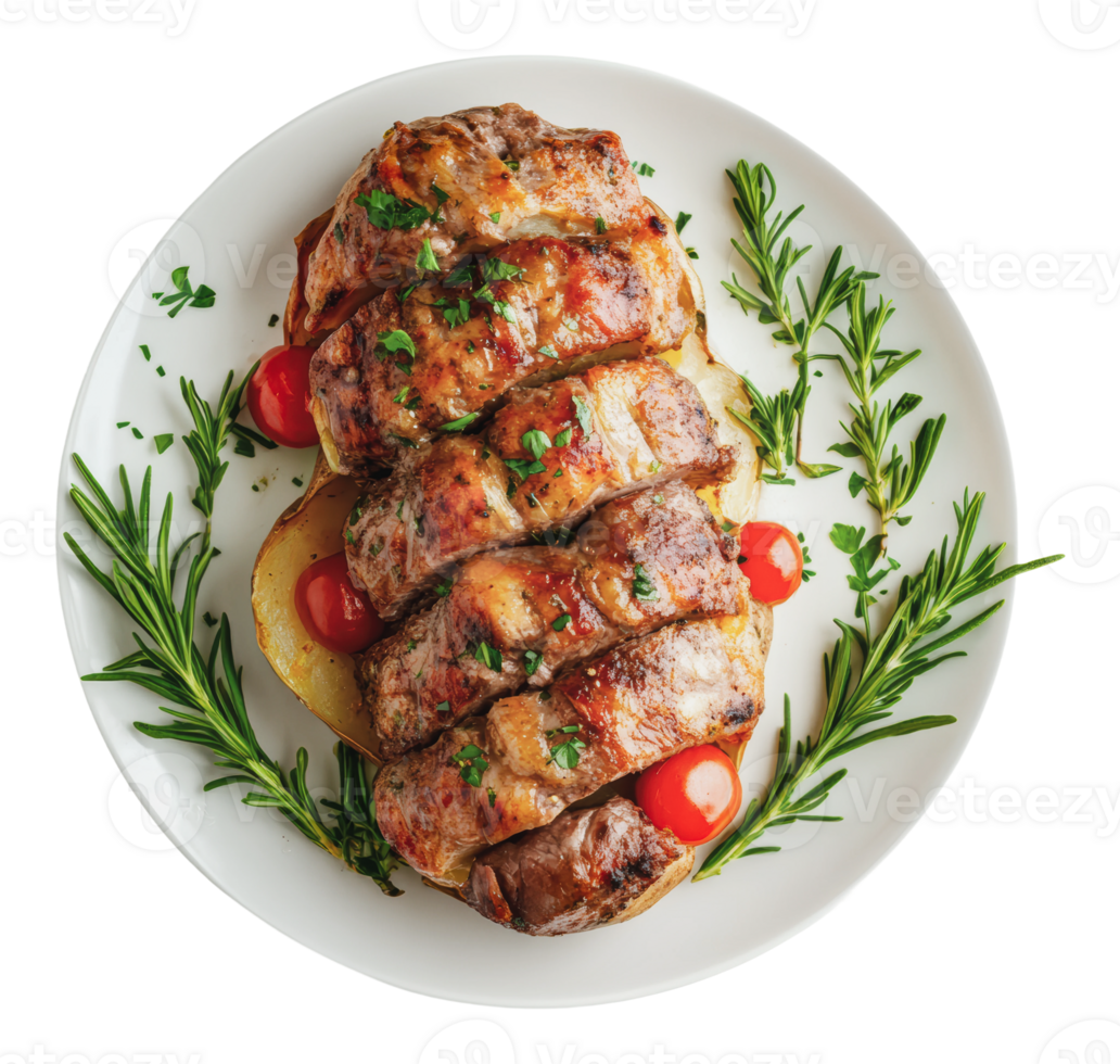 Herb-infused meatloaf with tomatoes png